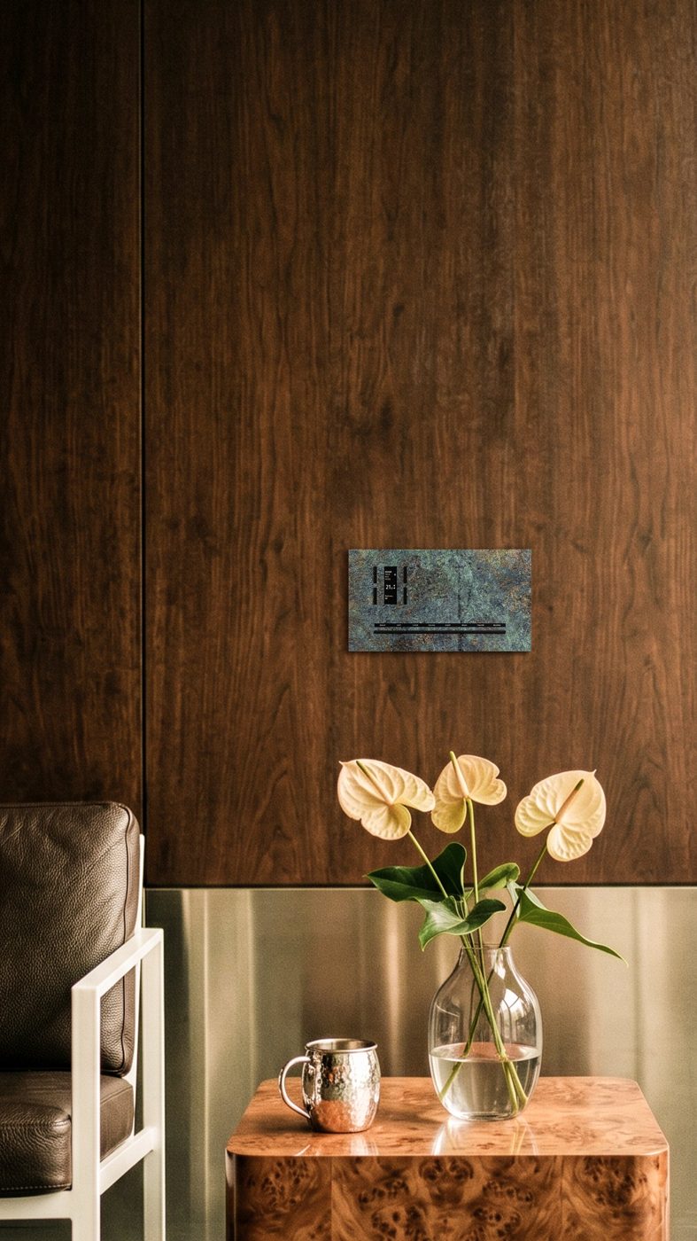 Stone finish Sublime panel above a side table